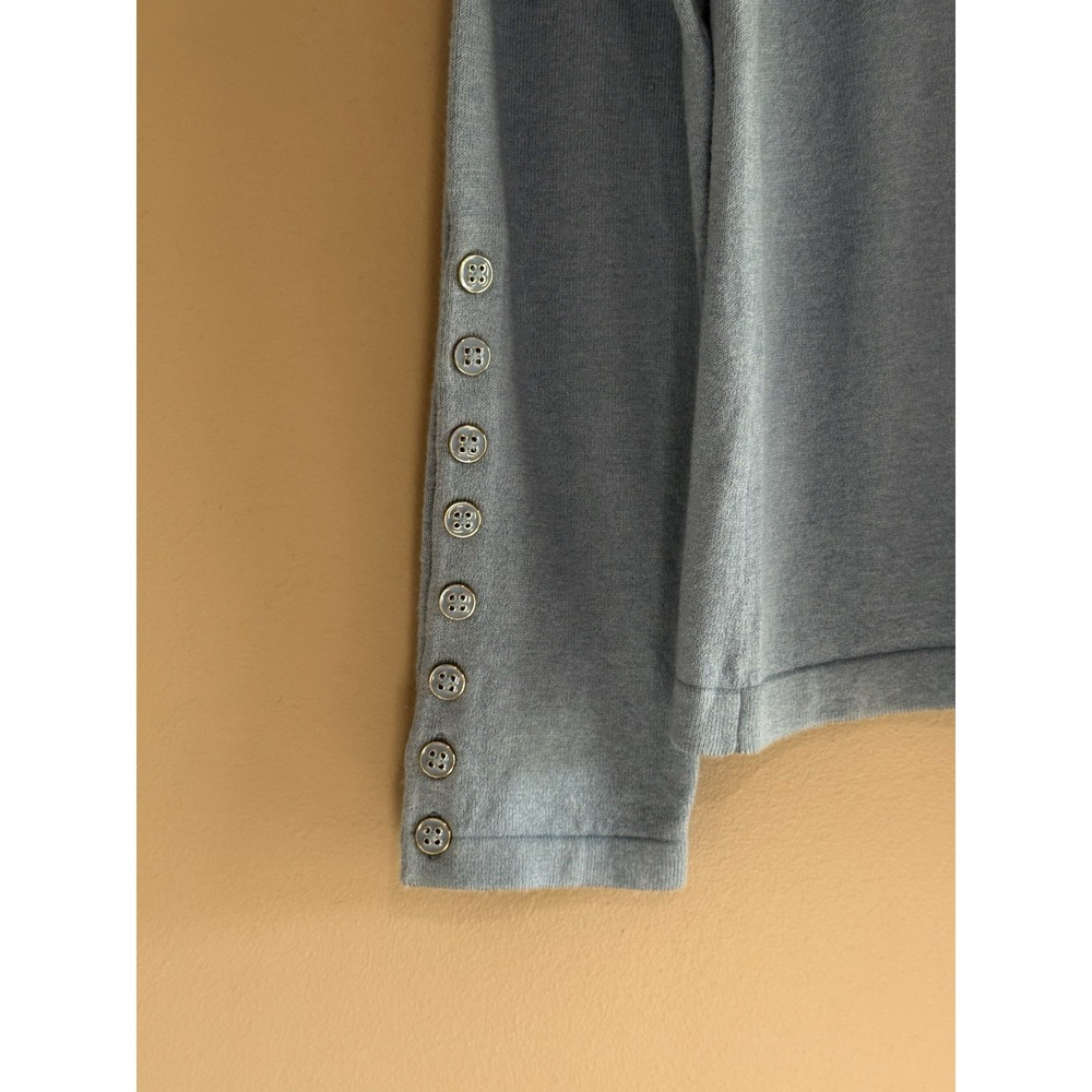 J. Mclaughlin Cotton Stretch Sweater Lightweight Baby Blue Button Preppy Medium - Picture 11 of 11